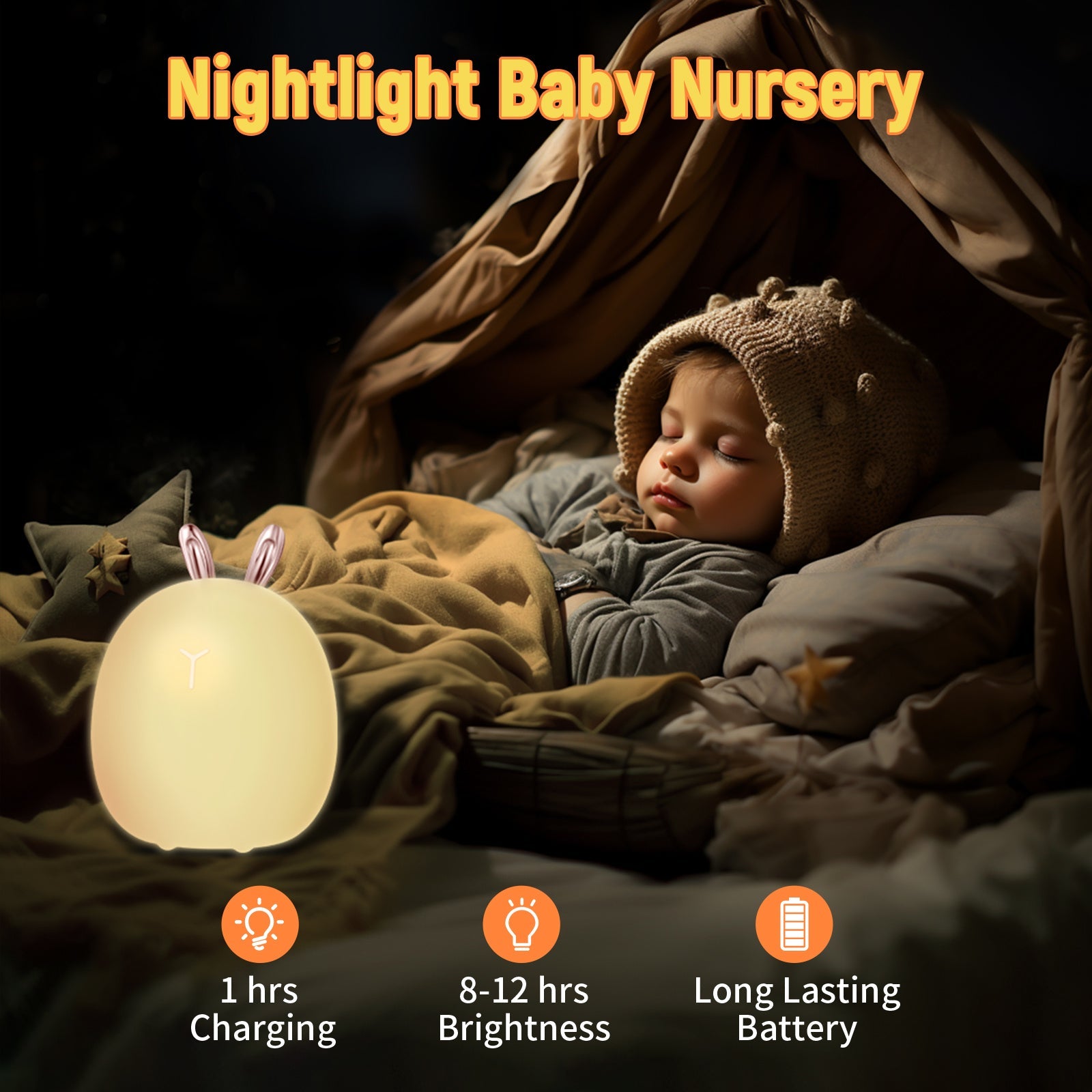 Baby Feeding, Changing, Creative, Rabbit, Elk Light, Silicone Light,